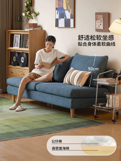 布艺沙发客厅侘寂风棉麻小户型双人位直排沙发