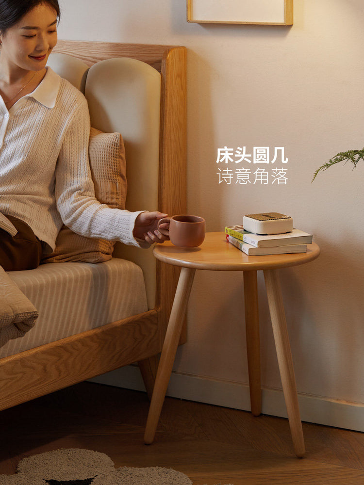 实木边几现代简约客厅沙发侧边桌阳台小圆桌床头圆几