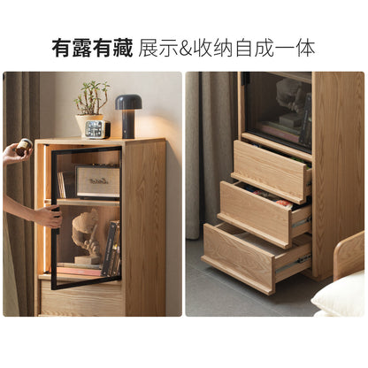 实木边柜客厅现代简约收纳储物柜靠墙置物柜落地书柜