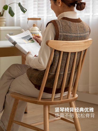 实木餐椅橡木现代简约靠背椅子黑胡桃木樱桃木温莎椅