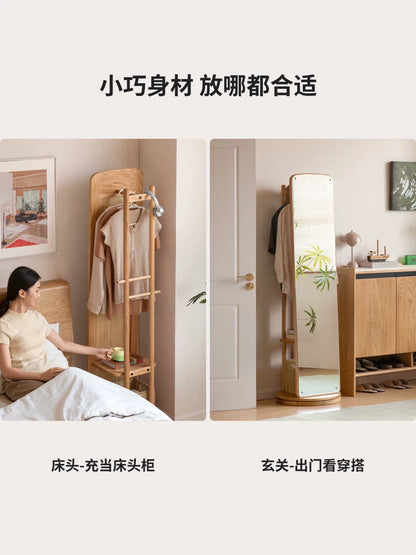 实木穿衣镜北欧家用落地镜全身镜现代简约卧室衣帽架镜子