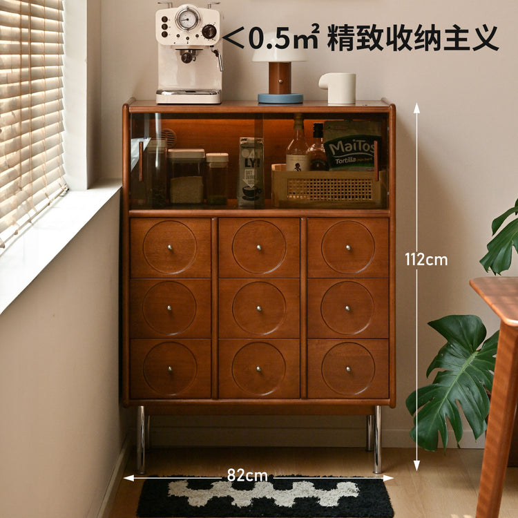 实木餐边柜小户型餐厅复古茶水柜中古风置物柜橱柜