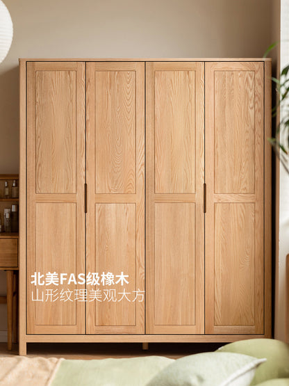 纯实木衣柜现代简约橡木储物柜卧室组装大衣橱