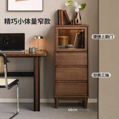 实木客厅意式轻奢小户型展示柜黑胡桃木小餐边柜