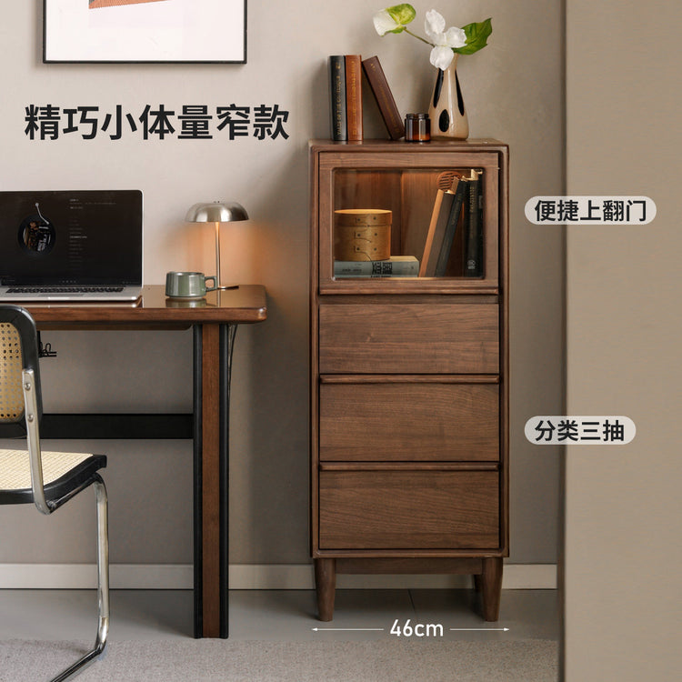 实木客厅意式轻奢小户型展示柜黑胡桃木小餐边柜