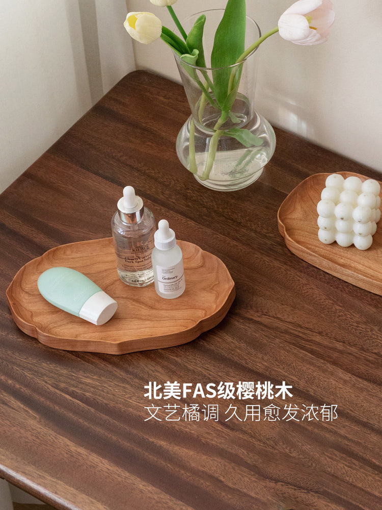 全实木托盘黑胡桃木餐盘水果盘点心盘樱桃木咖啡盘收纳盘
