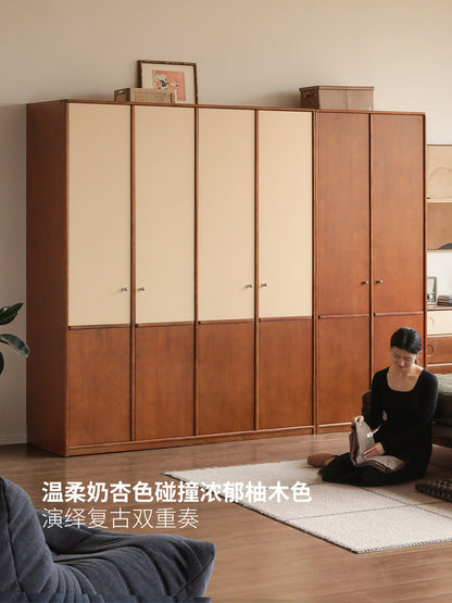 实木衣柜卧室包豪斯组合大衣橱对开门中古风储物柜