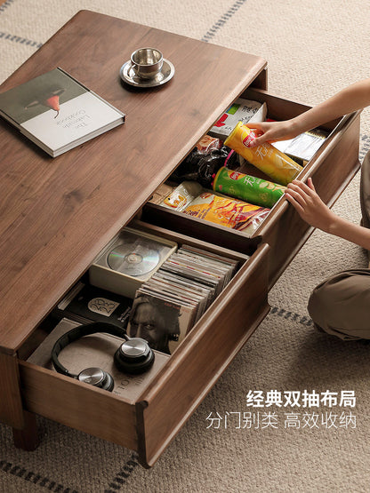 实木茶几客厅现代简约黑胡桃木茶桌小户型方形茶台