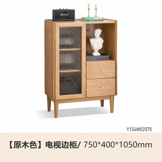实木边柜北欧客厅白蜡木置物储物柜现代简约靠墙收纳立柜