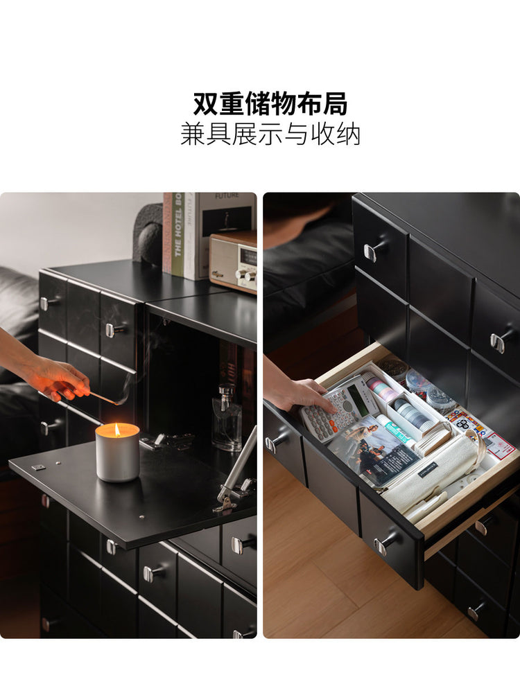实木斗柜卧室黑色储物柜现代简约收纳柜模块化抽屉柜