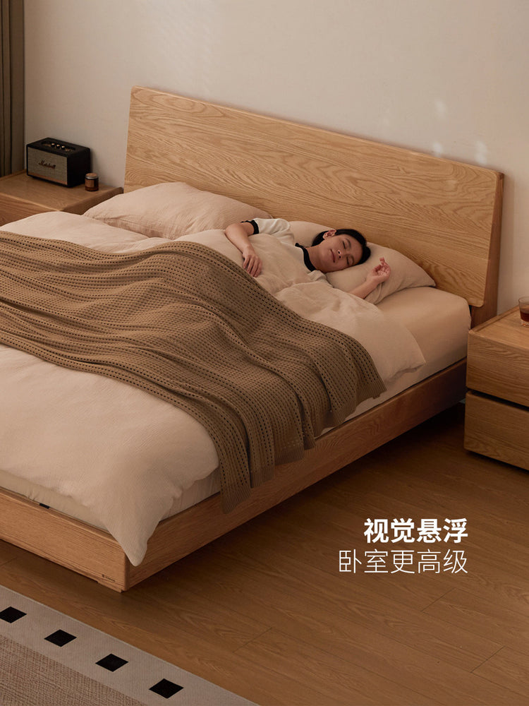 实木床现代简约橡木大板床卧室大容量收纳箱体床大床