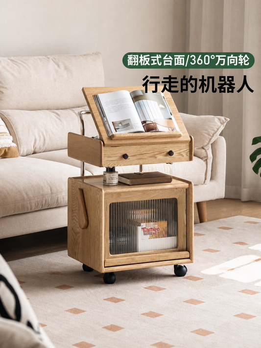 实木边几客厅现代简约储物边柜移动推车机器人床头柜