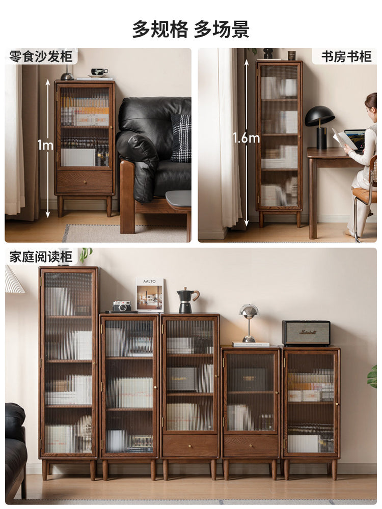 实木边柜客厅现代简约收纳展示柜胡桃色小户型电视柜立柜