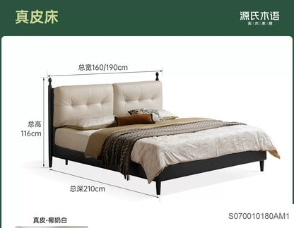 真皮床法式复古风主卧大床高靠背软包床小户型双人床