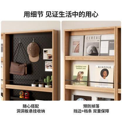 实木书架书房橡木收纳架超薄靠墙置物架小户型组合展示架