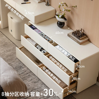 实木化妆桌卧室简约伸缩梳妆台奶油风抽屉斗柜白色梳妆桌