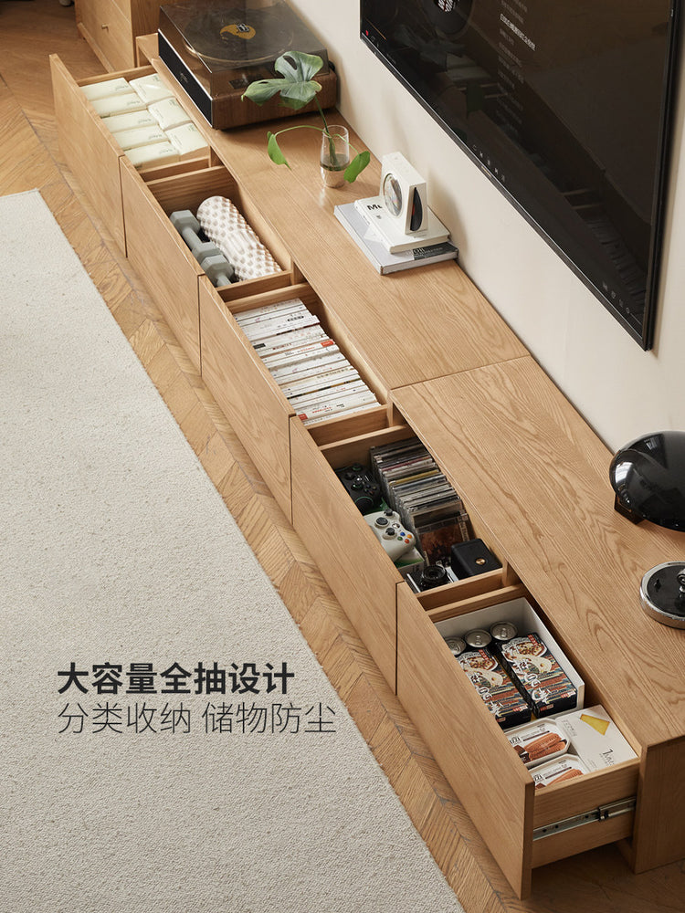 实木电视柜现代简约落地收纳储物柜客厅白蜡木原木风地柜