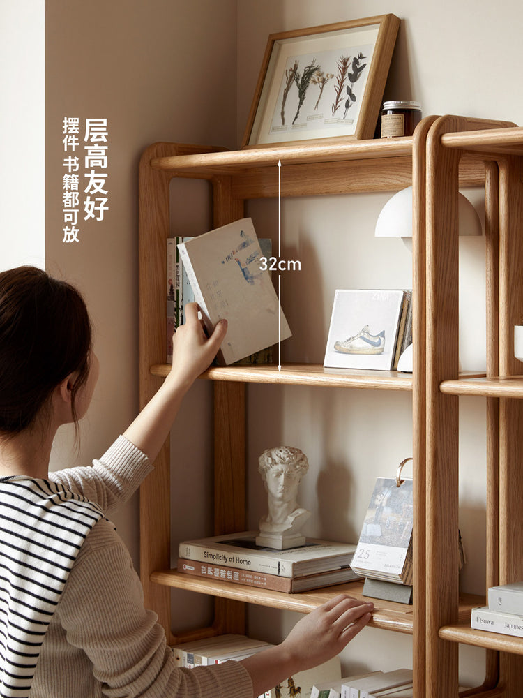 实木书架现代简约书房展示架小户型超薄置物架收纳架