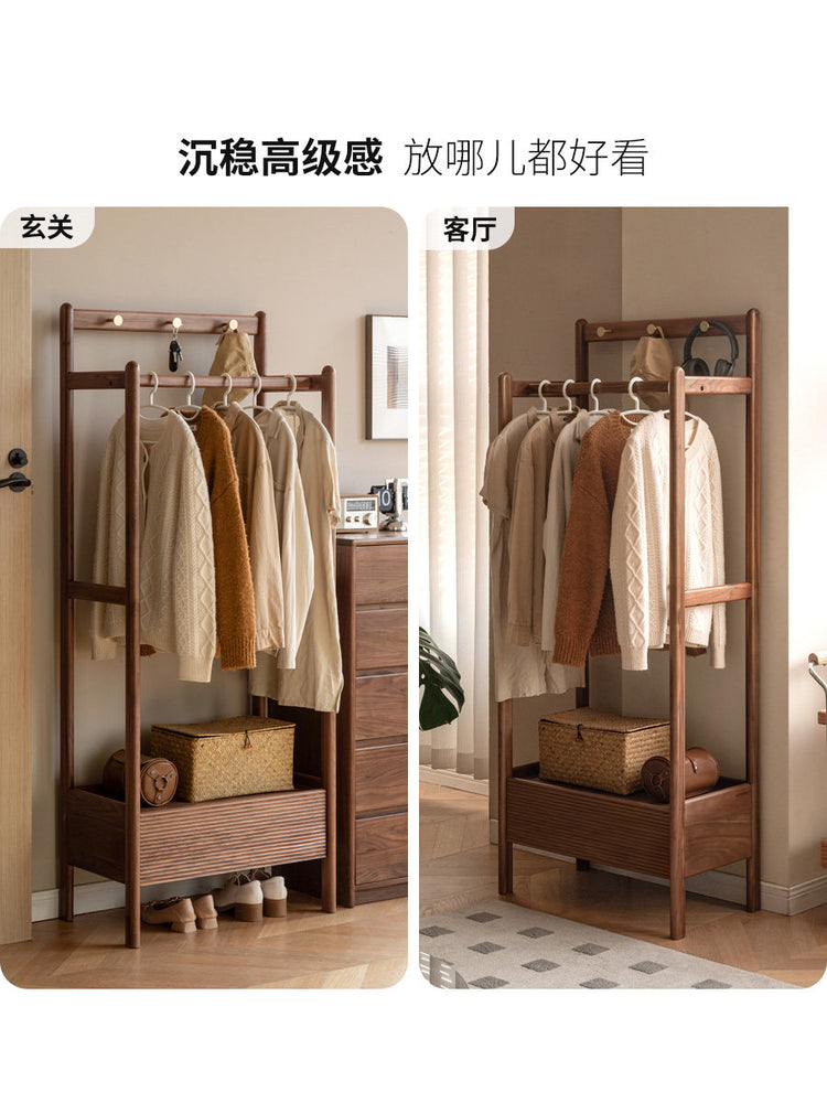 实木挂衣架黑胡桃木简约卧室衣帽架落地衣架挂衣服置物架