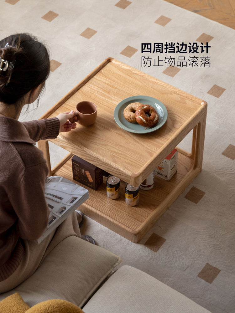 实木现代简约沙发边几客厅橡木方几模块组合茶几