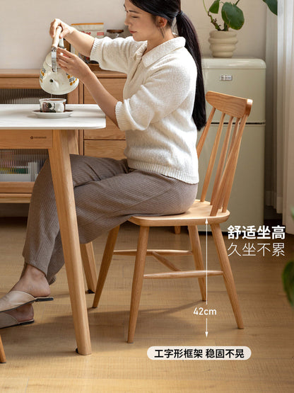 实木餐椅橡木现代简约靠背椅子黑胡桃木樱桃木温莎椅