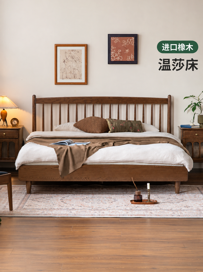 实木床现代简约橡木温莎床卧室小户型双人床1米8大床