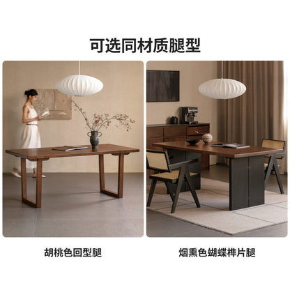 实木餐桌餐厅侘寂厚桌面自然边大板桌白蜡木拼黑桌子