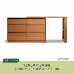 Solid wood cherry wood vintage corner vanity, minimalist dresser and chest of drawers combo