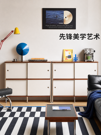 实木书柜包豪斯收纳柜书房中古风储物柜复古置物边柜
