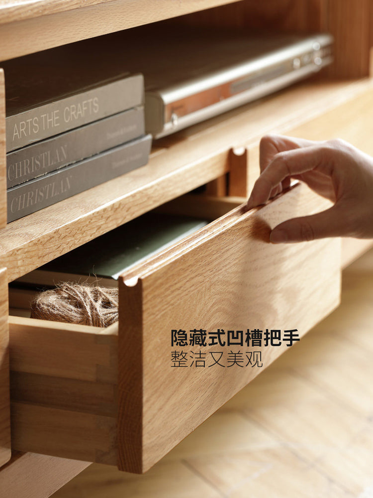 实木电视柜橡木地柜现代简约小户型矮柜客厅原木储物柜