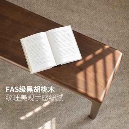 实木长凳餐厅轻奢风长条凳黑胡桃木床尾凳原木长板凳