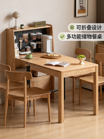 实木餐厅现代简约伸缩饭桌小户型橡木餐边柜一体餐桌