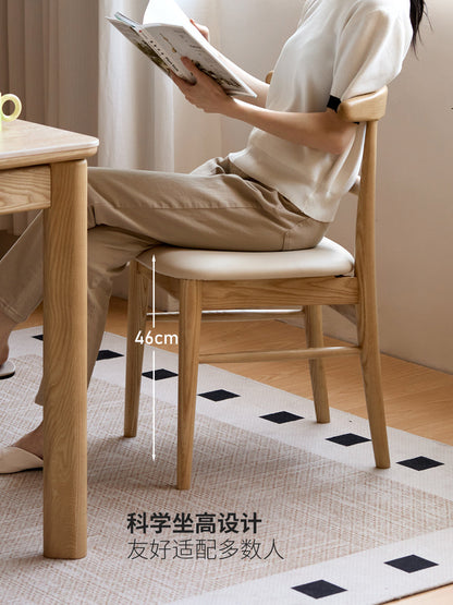 实木餐椅现代简约休闲椅餐厅白蜡木靠背椅软包餐桌椅
