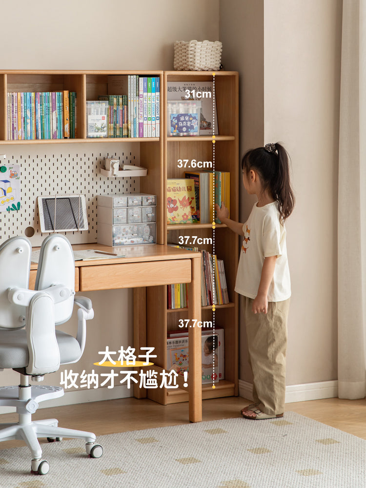 实木儿童书桌书柜一体组合学习桌学生写字桌简约课桌