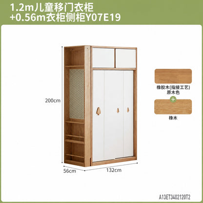 实木儿童衣柜现代简约卧室推拉门宝宝衣橱移门储物柜