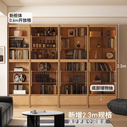 实木书柜现代简约书房展示柜收纳柜橡木玻璃柜置物柜