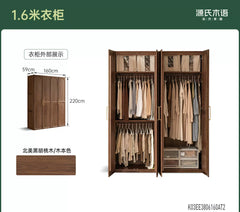 实木衣柜法式储物柜黑胡桃木复古收纳柜卧室中古风衣橱