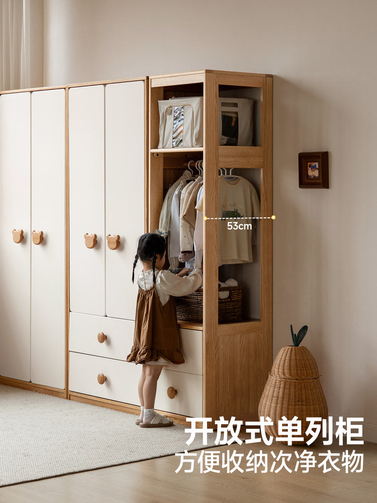 实木儿童衣柜组合简约男孩女孩小户型衣橱卧室收纳柜