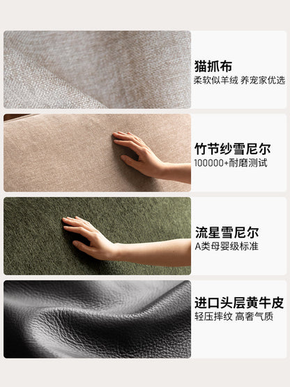 实木客厅意式轻奢歌德三人位布艺沙发胡桃色沙发