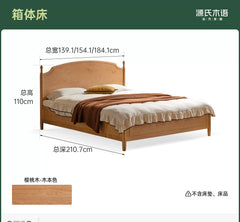 实木床法式复古储物床卧室中古风双人床樱桃木箱体床