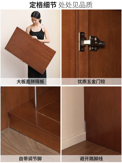 实木衣柜法式收纳柜双开门复古衣橱卧室中古风储物柜