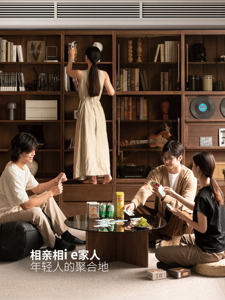 实木组合书房简约储物柜收纳柜展示柜卡座书柜