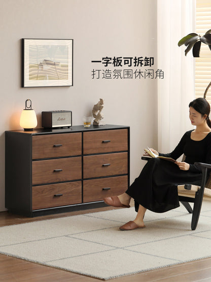 实木化妆桌意式轻奢黑胡桃木化妆台卧室转角斗柜梳妆台