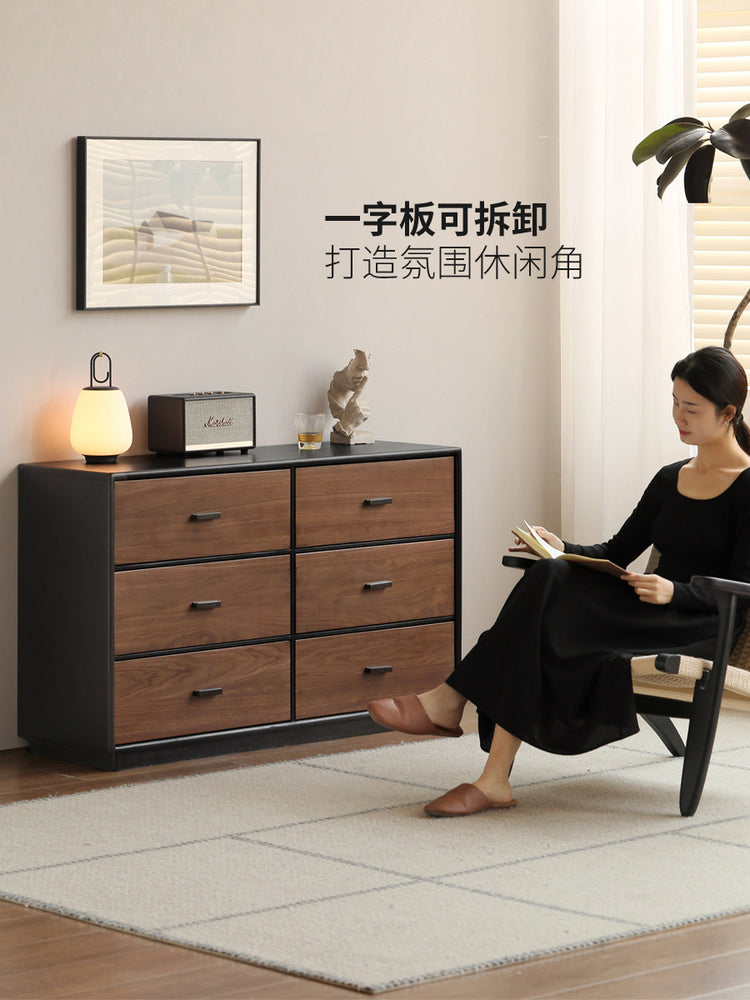 实木化妆桌意式轻奢黑胡桃木化妆台卧室转角斗柜梳妆台