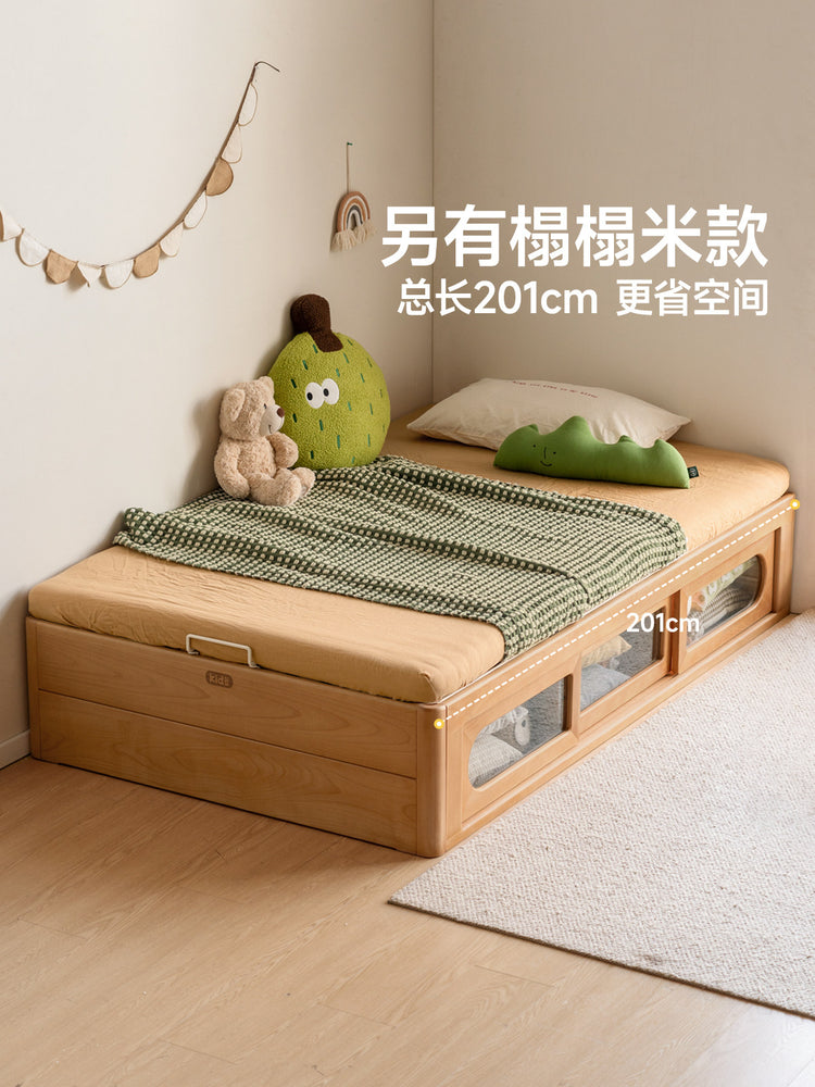 实木儿童床简约现代榻榻米箱体床小户型移门款收纳储物床