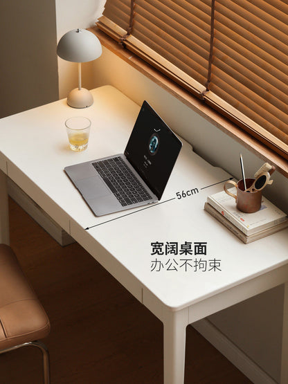 实木书桌带抽屉小户型白色办公桌法式奶油风梳妆台