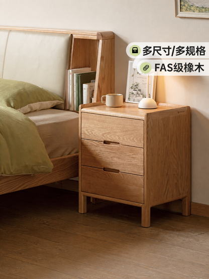 实木床头柜北欧卧室收纳柜现代简约储物柜橡木三抽床边柜