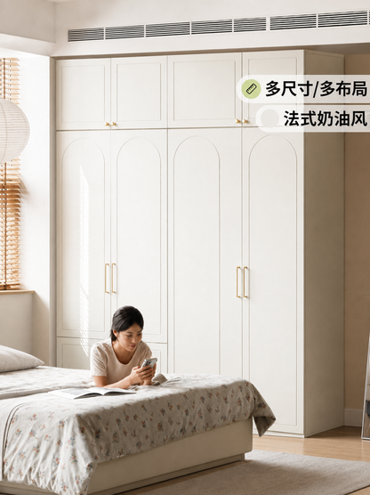 实木衣柜法式白色卧室衣橱现代收纳换衣间简约储物柜