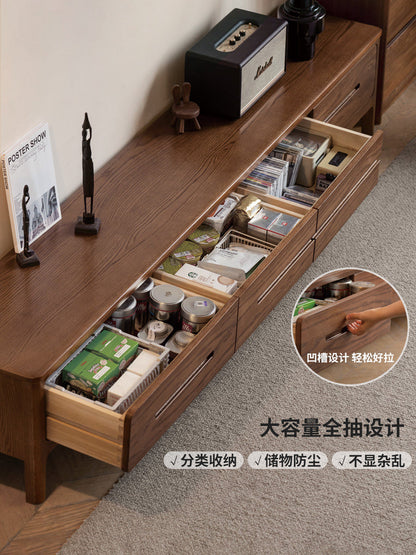 实木电视柜茶几组合北欧简约现代小户型客厅橡木储物地柜