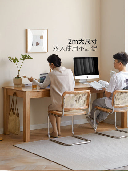 实木书桌简约现代橡木办公桌书房电脑桌北欧一体桌子